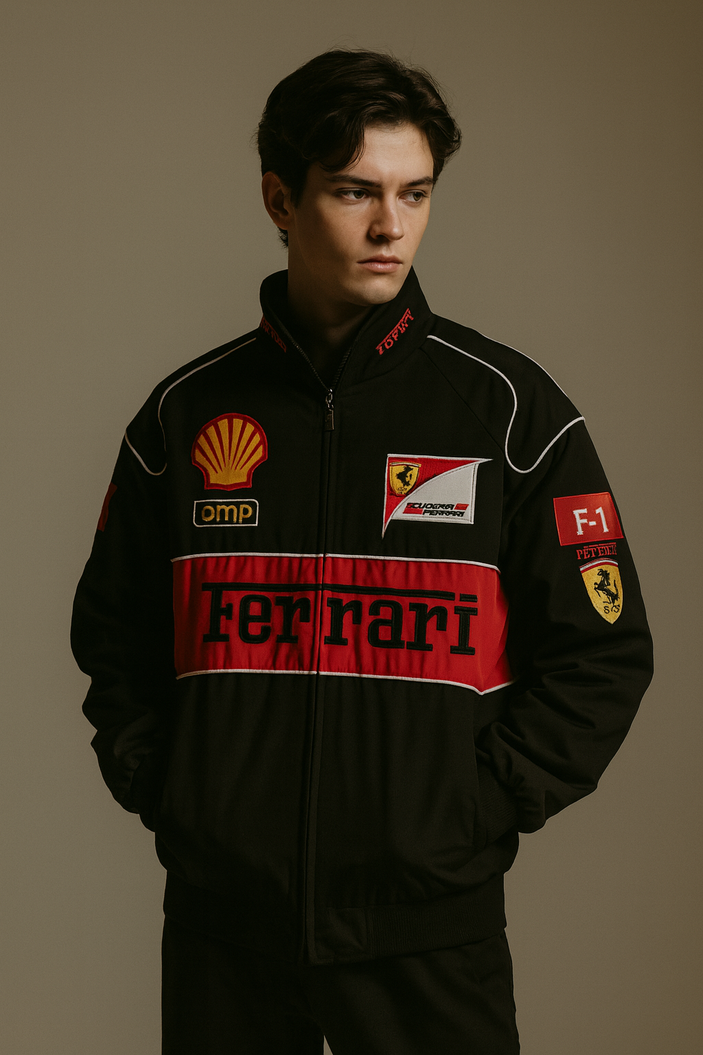 CHAQUETA SCUDERIA FERRARI NEGRO Y ROJO